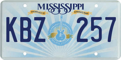 MS license plate KBZ257