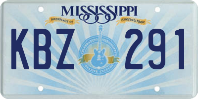 MS license plate KBZ291