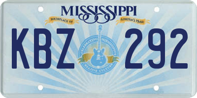 MS license plate KBZ292