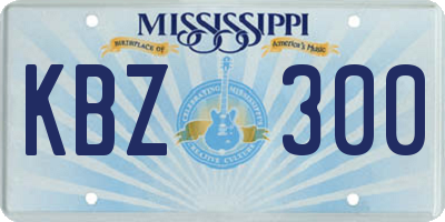 MS license plate KBZ300