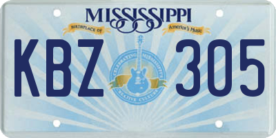 MS license plate KBZ305