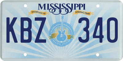 MS license plate KBZ340