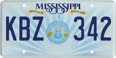 MS license plate KBZ342