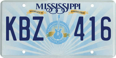 MS license plate KBZ416