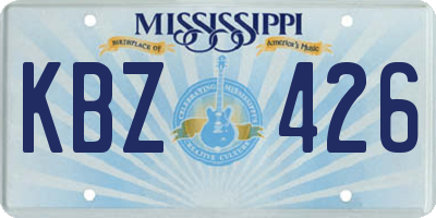 MS license plate KBZ426