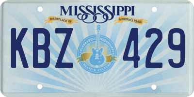 MS license plate KBZ429