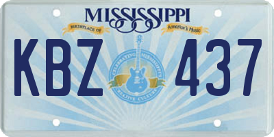 MS license plate KBZ437