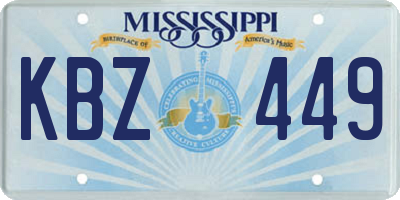 MS license plate KBZ449