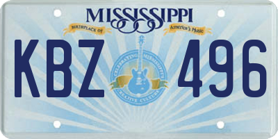 MS license plate KBZ496