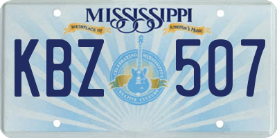 MS license plate KBZ507