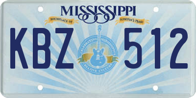 MS license plate KBZ512