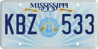 MS license plate KBZ533