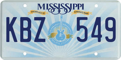 MS license plate KBZ549