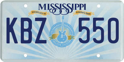 MS license plate KBZ550