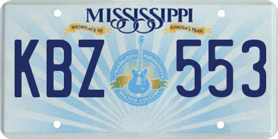 MS license plate KBZ553