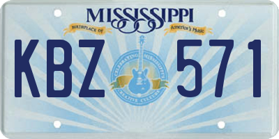 MS license plate KBZ571