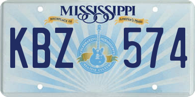 MS license plate KBZ574