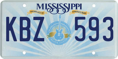 MS license plate KBZ593