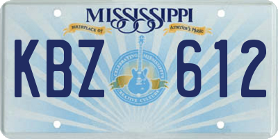 MS license plate KBZ612