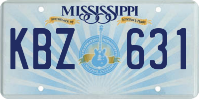 MS license plate KBZ631