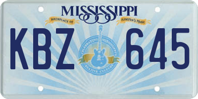 MS license plate KBZ645