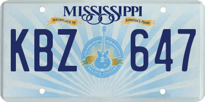 MS license plate KBZ647