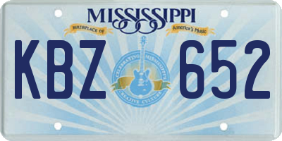 MS license plate KBZ652