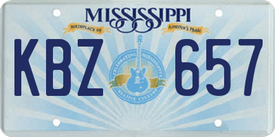 MS license plate KBZ657