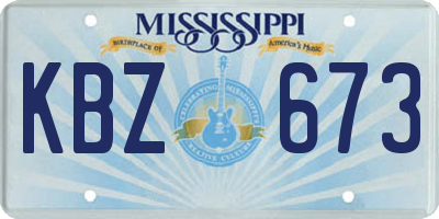 MS license plate KBZ673