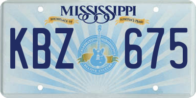 MS license plate KBZ675
