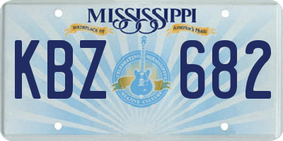 MS license plate KBZ682