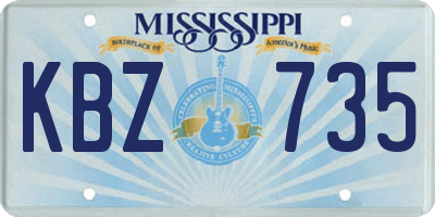 MS license plate KBZ735