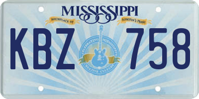MS license plate KBZ758