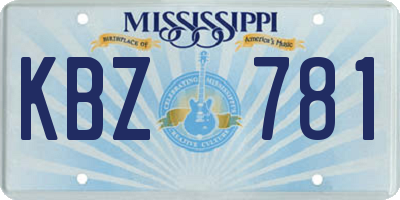 MS license plate KBZ781