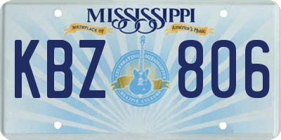MS license plate KBZ806