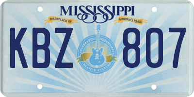 MS license plate KBZ807