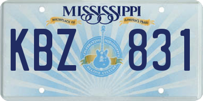 MS license plate KBZ831