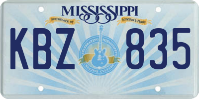 MS license plate KBZ835