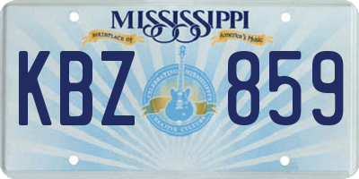 MS license plate KBZ859