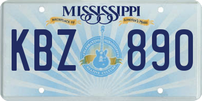 MS license plate KBZ890