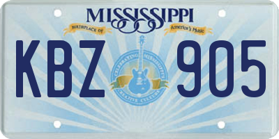 MS license plate KBZ905