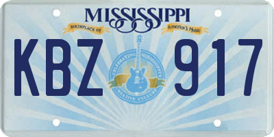 MS license plate KBZ917
