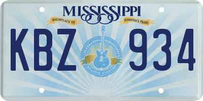 MS license plate KBZ934