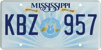 MS license plate KBZ957