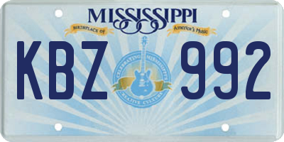 MS license plate KBZ992