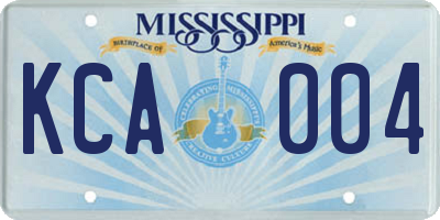 MS license plate KCA004