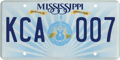 MS license plate KCA007