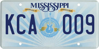 MS license plate KCA009