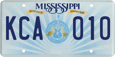 MS license plate KCA010