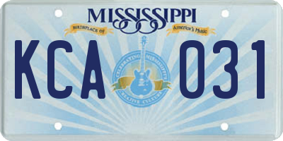 MS license plate KCA031
